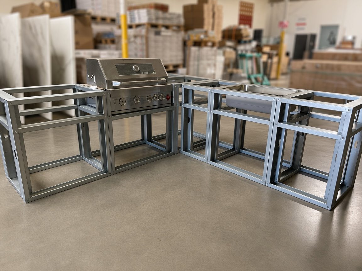 L-shape LGS frame with grill and sink dry-fit